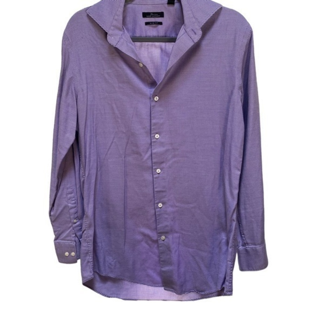 Marc Anthony Men’s long sleeve purple cotton slim fit button down shirt 15 1/2